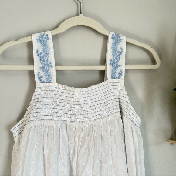 🩷RACHEL ASHWELL THE PRARIE WHITE BLUE CASUAL MIDI MINI SUMMER DRESS SIZE SMALL - Picture 4 of 10